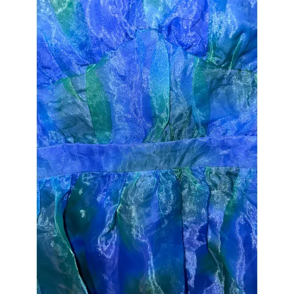 NWT Blue Green‎ Watercolor Organza Maxi Dress Feather fairycore gala mermaid - Image 4