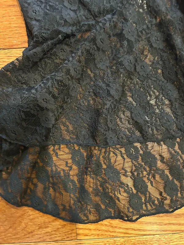NWT Black Lace see through Cap Sleeve Babydoll high low Top size M - Image 16