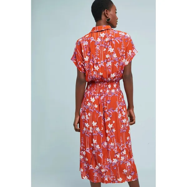 Anthropologie COREY LYNN CALTER Clementine Floral Midi Dress Smocked X-Small - Image 7