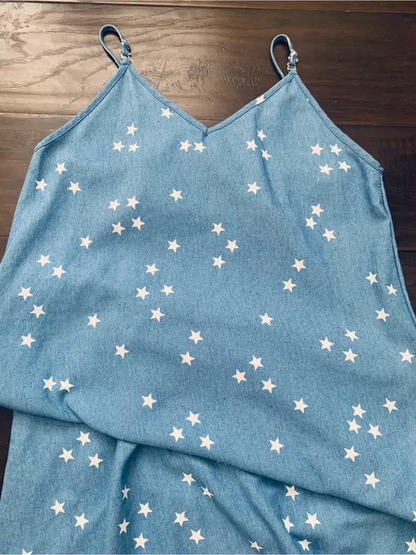 Levi's Women's White American Stars Print Blue Jean Denim Maxi Dress | Size: S/M - Image 9