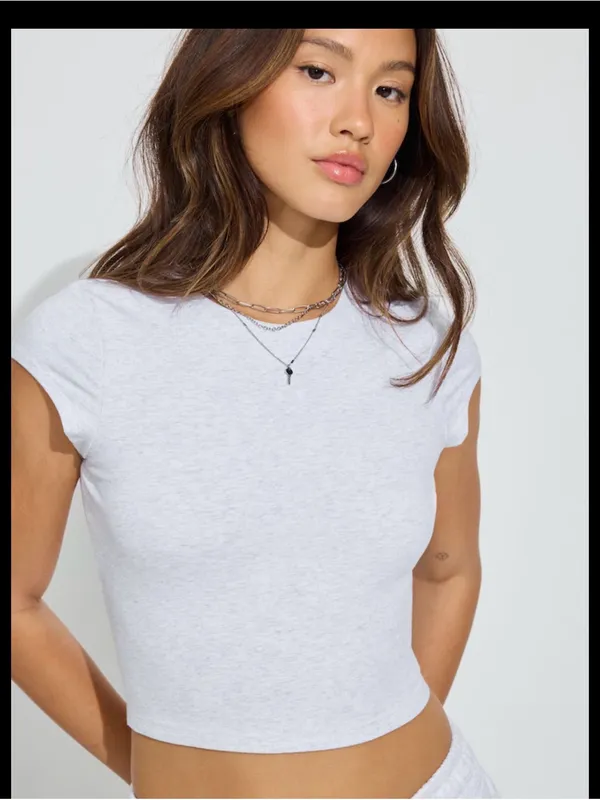 Garage White Cap-Sleeve Crewneck Crop Top - Image 4