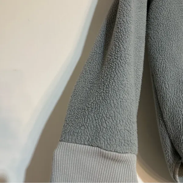 Abercrombie & Fitch Snap Up Quilted Fleece Pullover Sweatshirt Grey Casual - Image 3