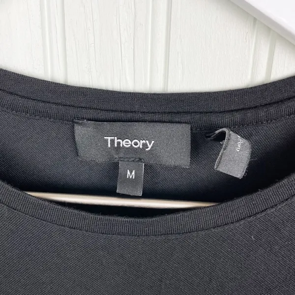 Theory Vormond K Atmos Light Dress Black Tie Waist Lagenlook Short Sleeve Medium - Image 5