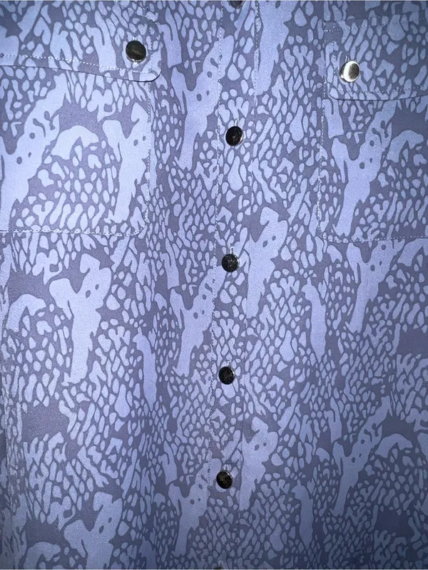 Soft Surroundings Blue Patterned Long-Sleeve Shirt Dress 1X - Image 3