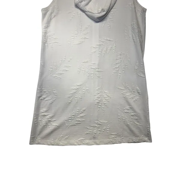 Dotti Womens White Textured Palm Leaf Zip Front‎ Sleeveless Hooded Cover Up M - Image 8