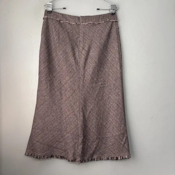 Urban Woman TEX Tweed Skirt Fits Size 6 Purple Fringe Wool Academia Career Y2K - Image 4