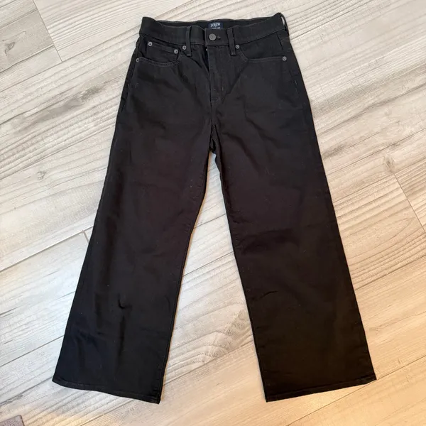 J. Crew Black Denim Wide Leg Crop All Day Strecth NWOT Size 26 - Image 2