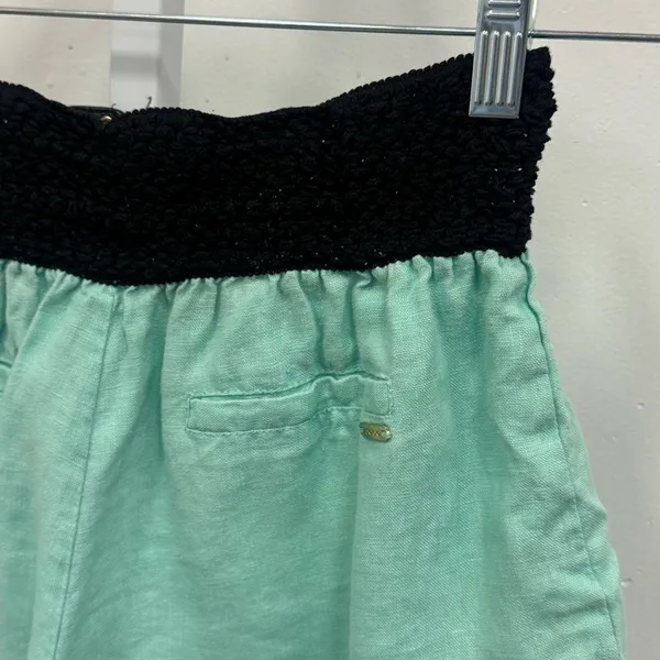 Y2K Bebe Low Rise Mint‎ Green Shorts wth Corset Lace-Up Waist Linen Medium - Image 4