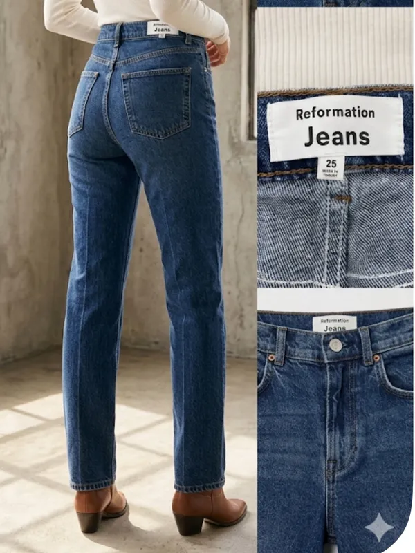 Reformation High-Rise Straight Leg Jeans - Blue 099 - Image 2