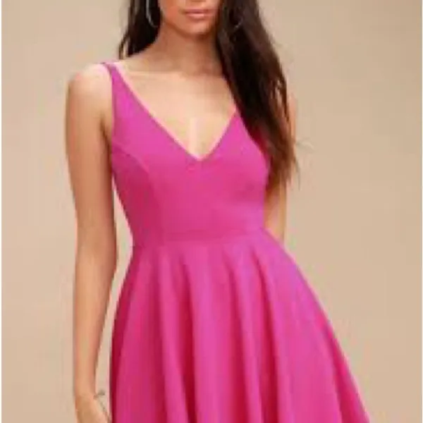 Lulu’s Darling Delight Raspberry Pink Skater Dress - Image 5