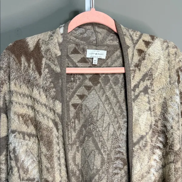 Lucky Brand XS‎ Aztec Fringe Open Front Cardigan Sweater - Image 5
