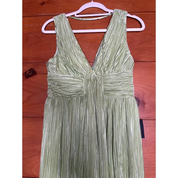 NWT Lulus Melitta Lime Green Plisse Sash Maxi Dress Gala Banquet Wedding Size M - Image 6