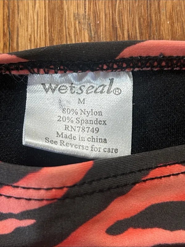 Wet Seal Women’s Coral and Black Zebra Print Bikini Bottom with Chain Trim - Image 2