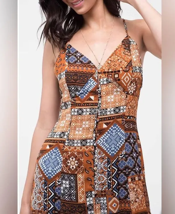 🆕Blu Pepper Patchwork Criss Cross Back Maxi Sundress S🆕 - Image 3