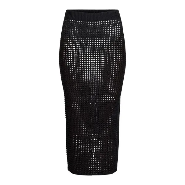 Time and Tru Womens Cover-Up Skirt Size M Black Crochet Swim Beach Split Boho - Image 2