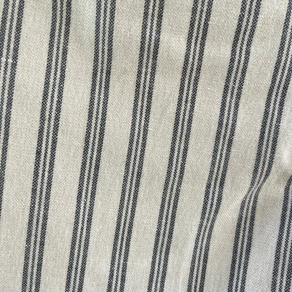 LOFT Women's White And Grey Striped Linen Blend Tapered Leg Pants Size 12 - Image 4