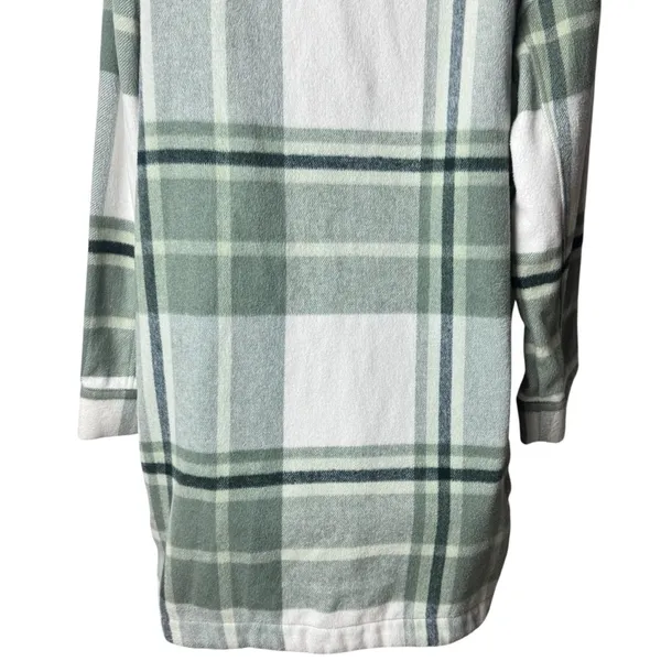 Banana Republic‎ Ivory Green Plaid Oversized Shacket Holiday Woolblend M - Image 7