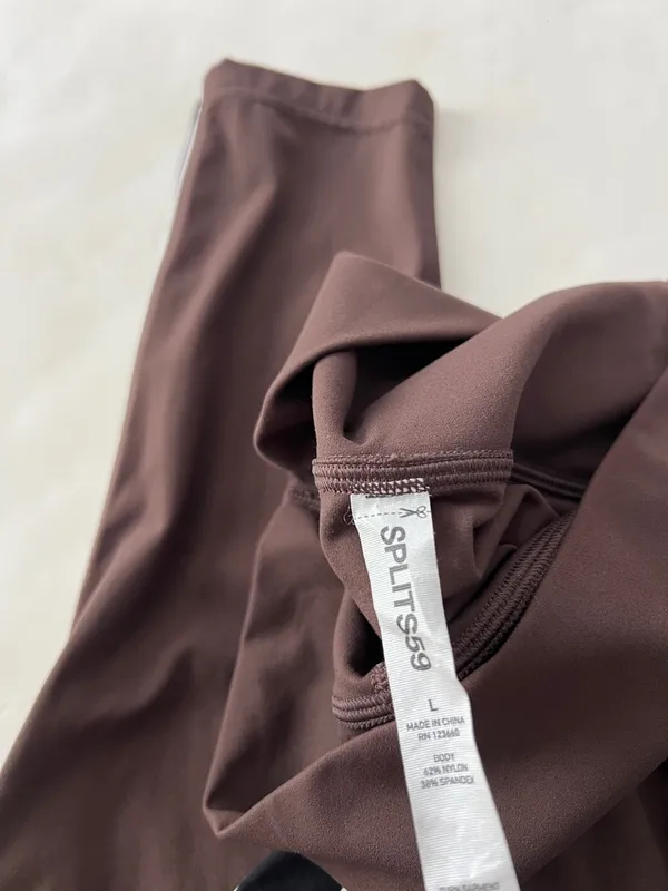 Splits59 Margot Rigor Leggings in Dark Chocolate Brown / Black Stripe L $138 - Image 5