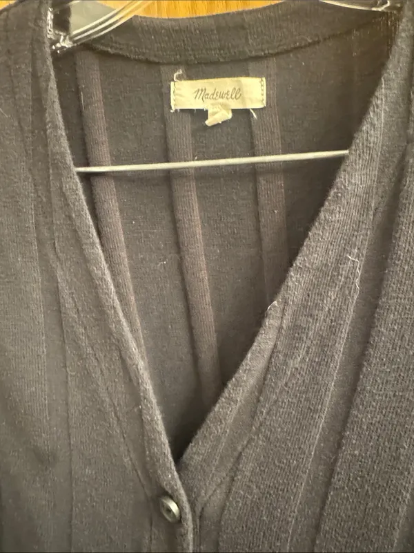 Madewell Black Ribbed V-Neck Button-Up Cardigan - Image 3