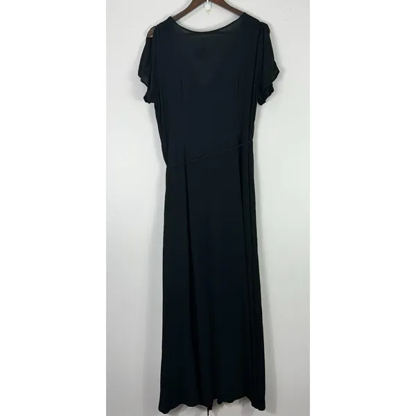 Lulus‎ Black Wrap Maxi Dress Womens Small Flutter Sleeve Minimalist Clean Girl - Image 4