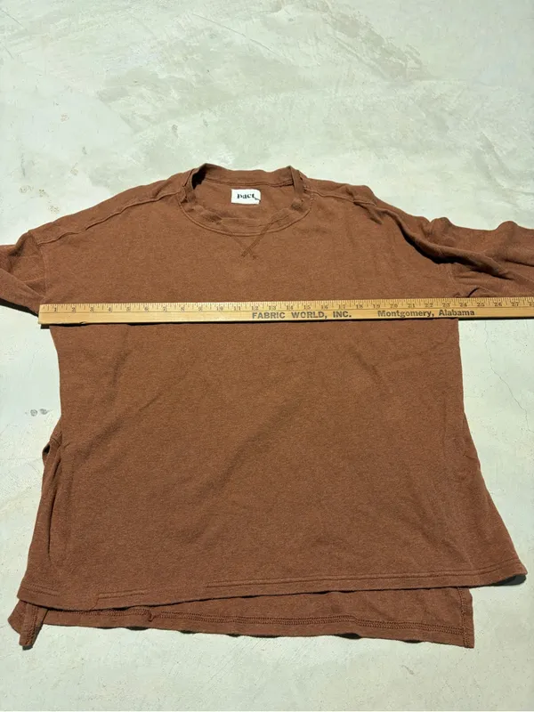 PACT Brown Long Sleeve Crewneck shirt medium organic cotton - Image 4