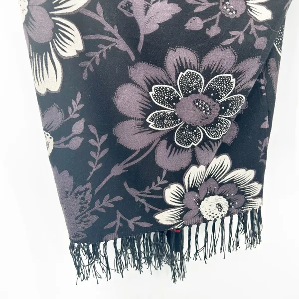 Desigual Womens Boho Dark Detroit Fringe Floral Open‎ Front Knit Cardigan Size L - Image 6