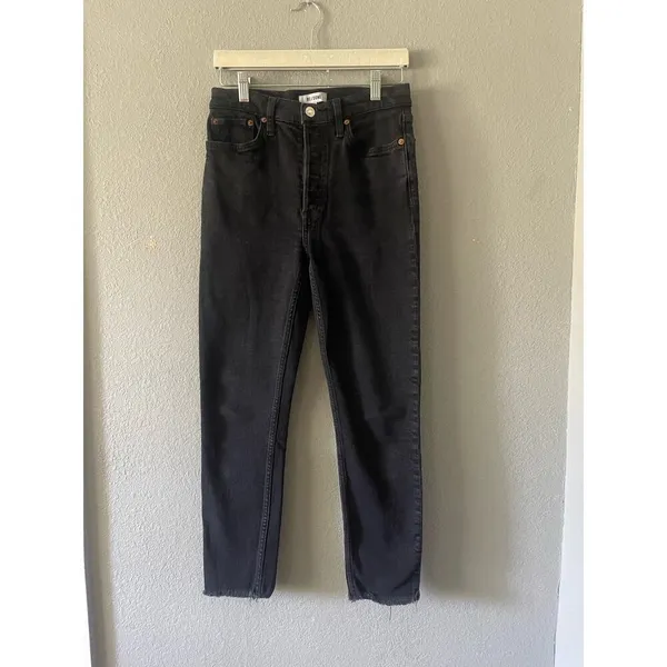 Re/Done Originals High Rise Ankle Crop in Faded Black - Image 5