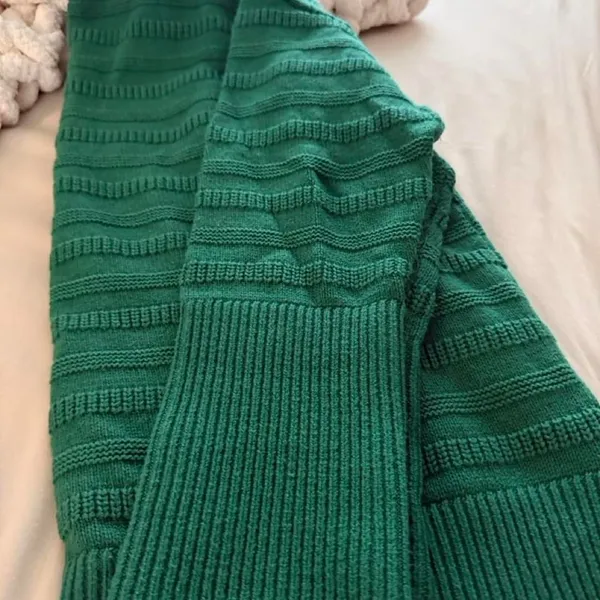 LOFT Green Ribbed Knit Mock Neck Sweater - Image 4