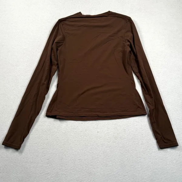 Skims Fits Everybody Long Sleeve T Shirt Womens Large Brown Cocoa Slim Crewneck - Image 5