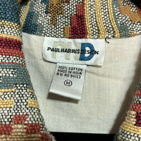 Vintage PHD Woven Blanket Tapestry Button Down Jacket Southwestern M - Image 6