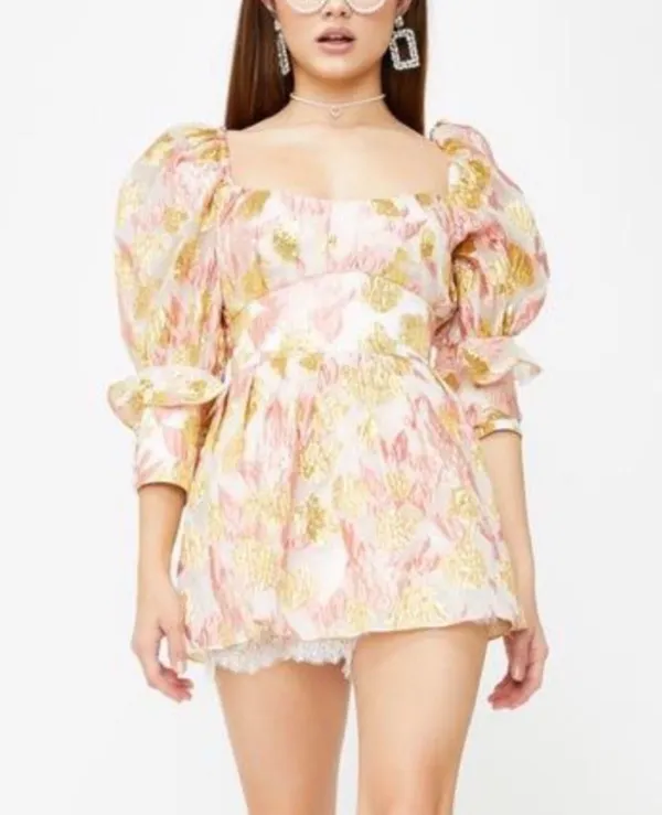 For Love And Lemons Rose Madame Brocade Romper - Image 3