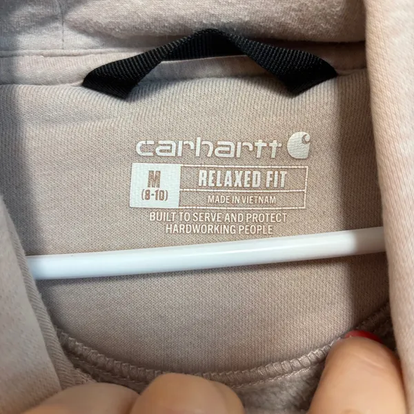 Carhartt Logo Graphic Hoodie Womens Medium Mauve Relaxed Fit 102791 P01 - Image 3