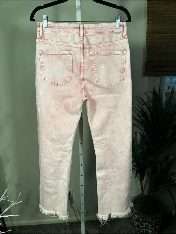 J125. Risen Soft Pink Distressed Flared Jeans Size undefined - Image 4