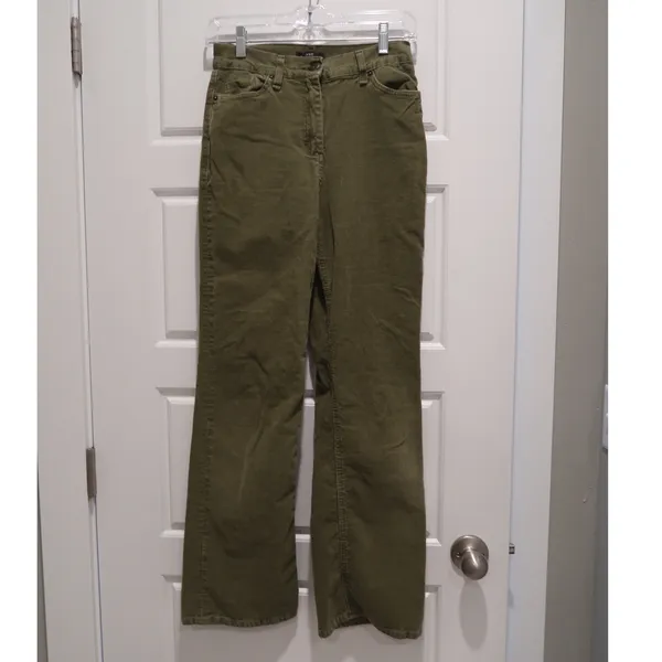 IVKO Womens Olive Green High‎ Waist Corduroy Pants EU 38 Capsule Cotton Europe - Image 2