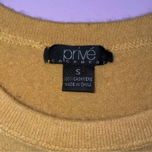 Prive Size S Yellow Cashmere Sweater Crew Neck Minimalist Contemporary Capsule - Image 4