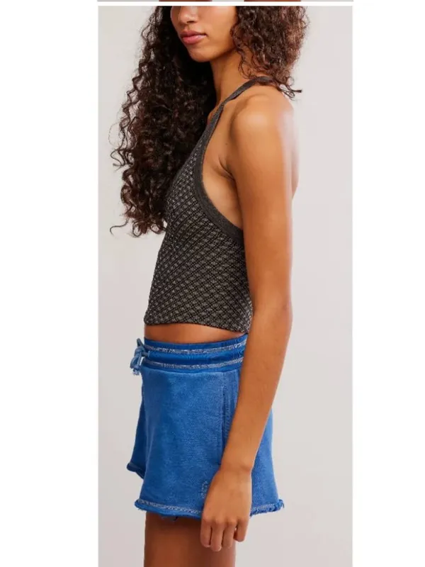Free People NWT FP MOVEMENT All Clear V-Neck Jacquard Tank / Chocolate - Image 5
