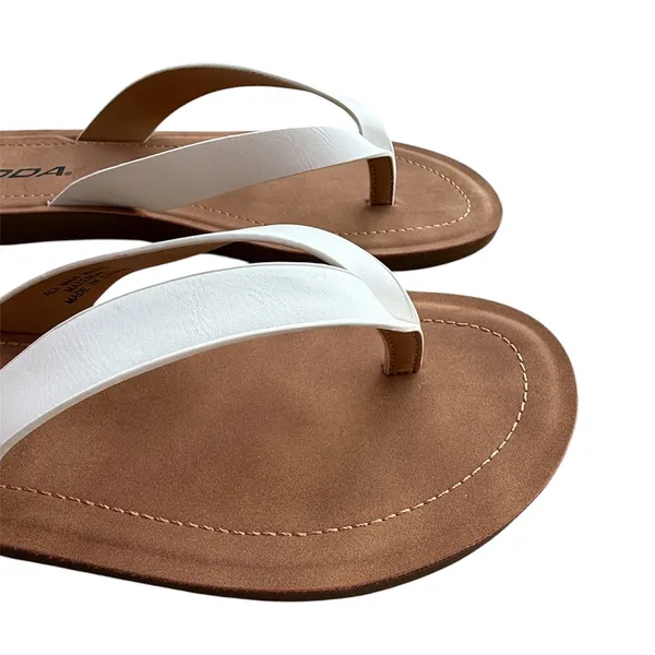 NWOB Soda Ella White Flip Flop Sandals Brown Footbed Size 10 - Image 6