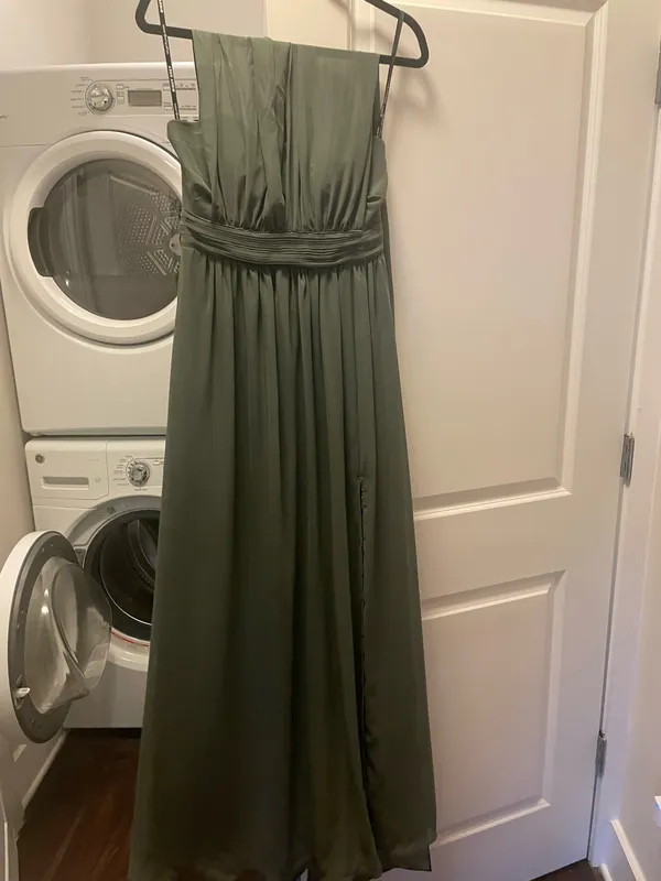 Birdy Grey Grace Dress Chiffon Olive with Slit - Image 6