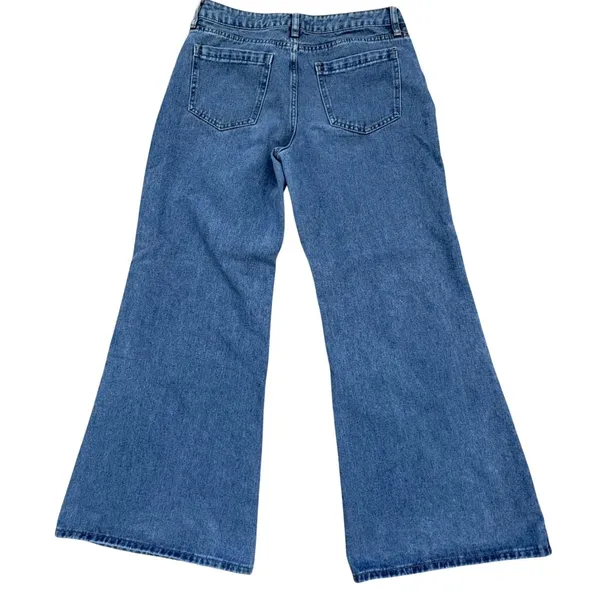 Ashley Mason Cherry Embroidered Wide Leg Jeans Women 7/28 Festival‎ Rockabilly - Image 4