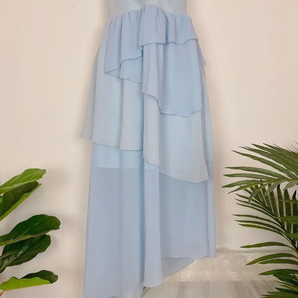Bellevue Two Tone Blue Tiered Hem Wiola Midi Dress Summer Wedding Guest Vacation - Image 4
