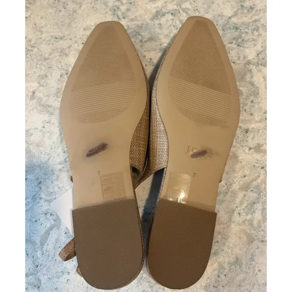 J CREW Woven slingback flats Natural Raffia Brown Leather Trim ‎ 7M NwT - Image 10
