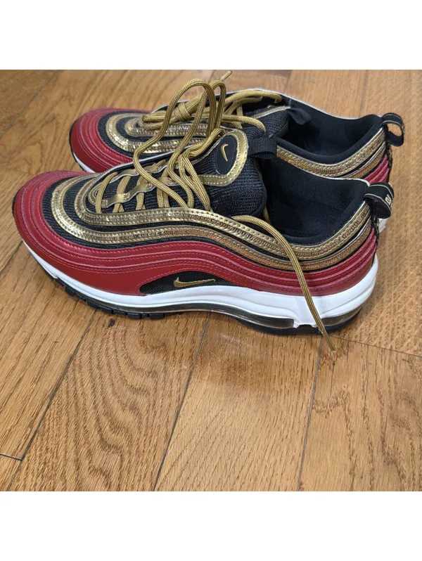 Size 8 US Women’s Nike Air Max 97 Red Black Gold White Sneakers Shoes CT1148-600 - Image 6