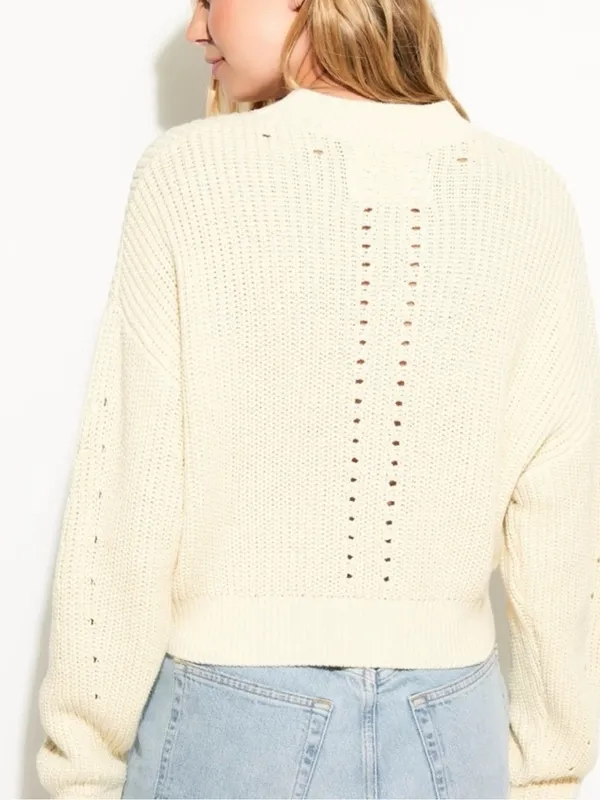 Spiritual Gangster Cream Cotton Cashmere Harper‎ Women's Cropped Sweater Size M - Image 11