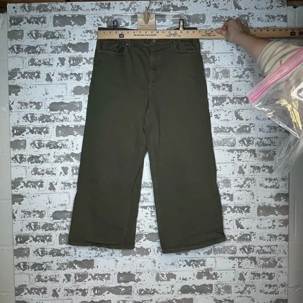 Loft | women wide leg green denim jeans - Image 6