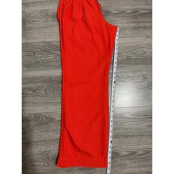 Ci Sono Womens Orange Pants Size M Linen Blend‎ Smocked Waist Wide Leg Coastal - Image 8