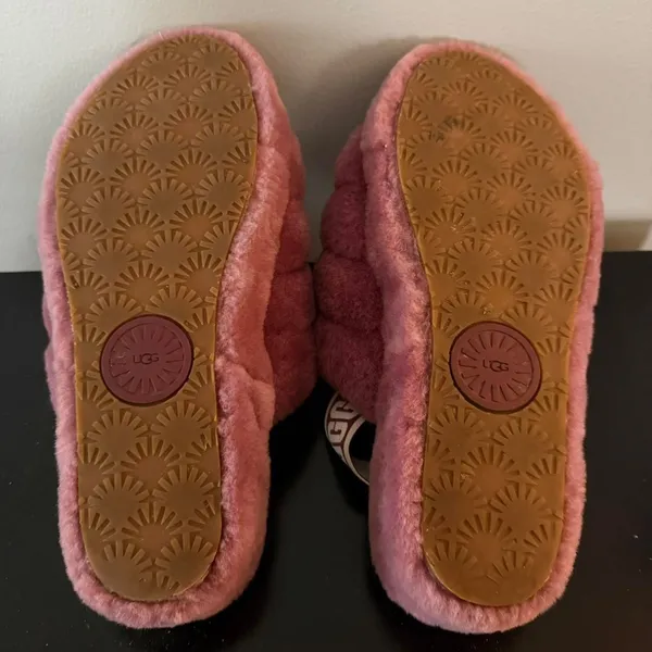 UGG Fluff Yeah Slide Slipper Womens 10 Pink Purple Sheepskin Slingback Sandal - Image 3
