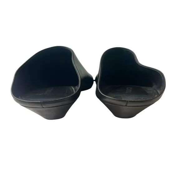 7 Vince Vigo Black Leather Mule minimalist Block Heel Bootie Backless Slip-on - Image 5