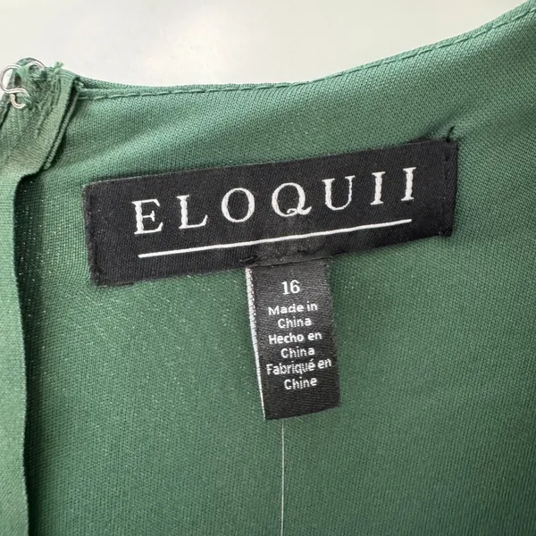 Eloquii Ruched V-Neck Sheath Dress 16 Green Long Sleeve Party Wedding Guest Chic - Image 8