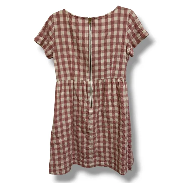 Shabby Apple Kai Womens Pink Gingham Cotton Linen‎ Fit & Flare Dress Large - Image 3