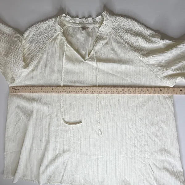 Cato Beaded Embellished‎ Peasant Blouse Size 22/24W Cream Cottagecore Boho Sheer - Image 9